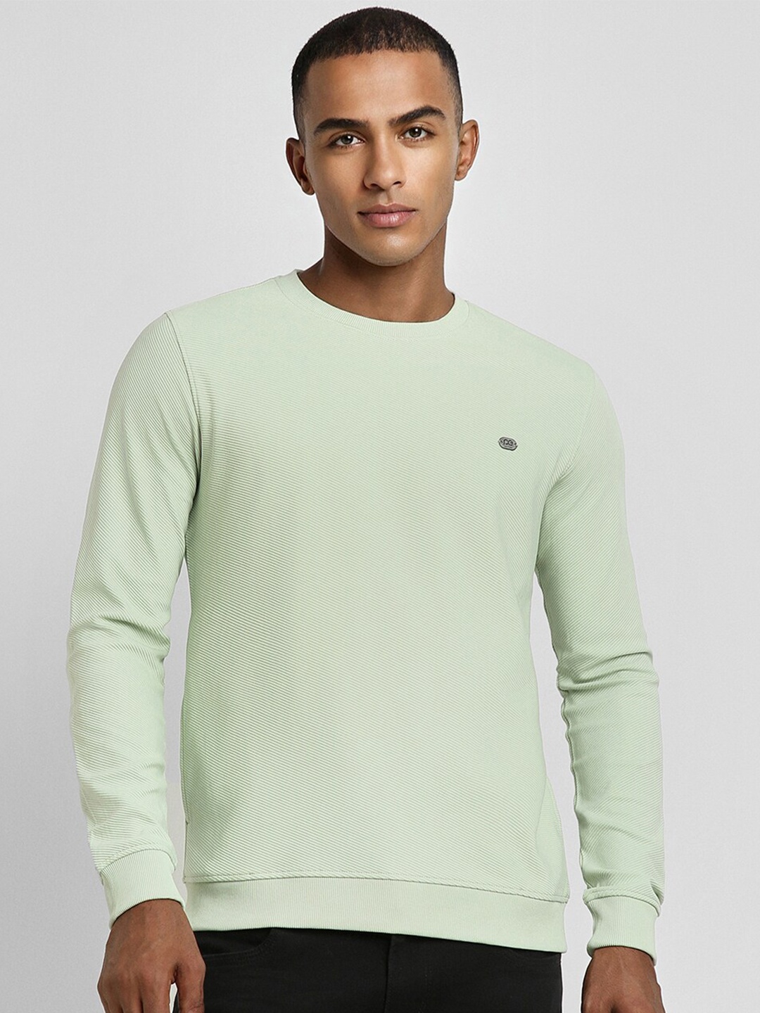 

Peter England Casuals Self Design Sweatshirt, Green