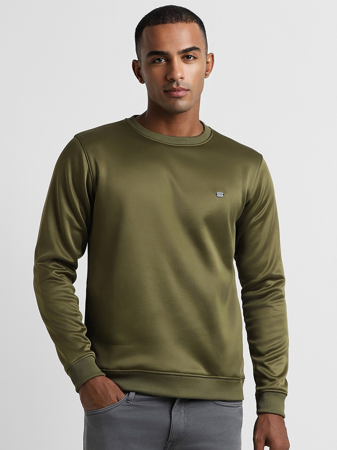 

Peter England Casuals Round Neck Acrylic Pullover, Olive