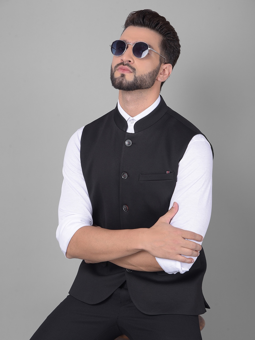 

Crimsoune Club Woven Nehru Jacket, Black