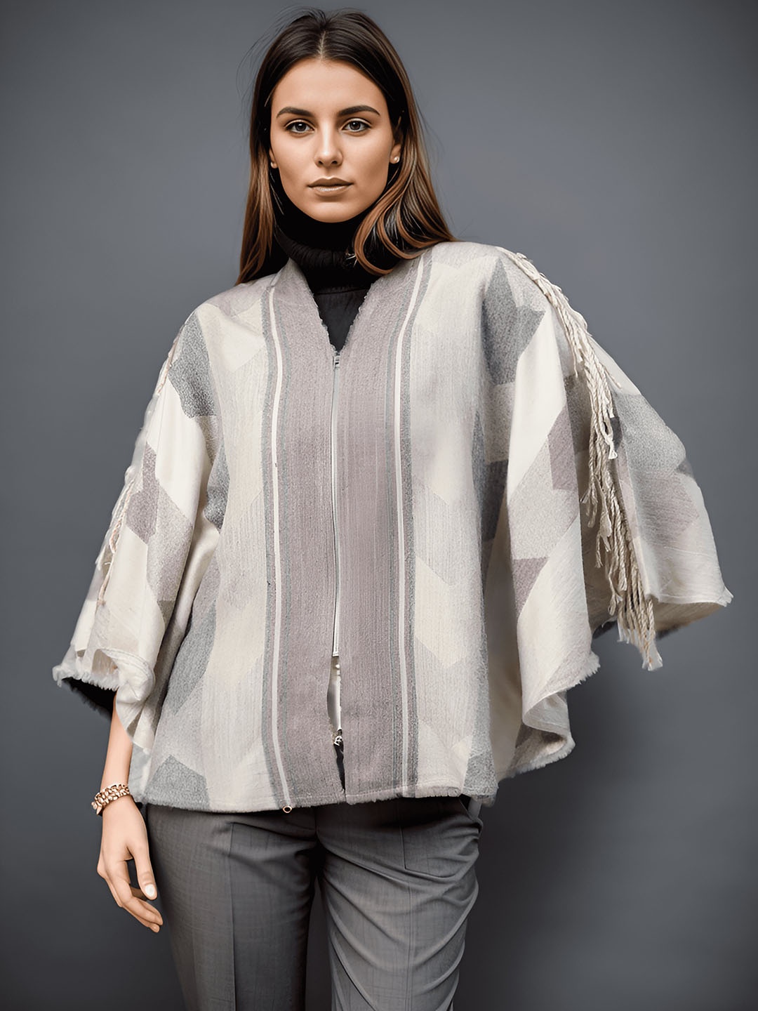 

Taurus Abstract Printed Jacquard Acrylic Tailored Jacket, Beige