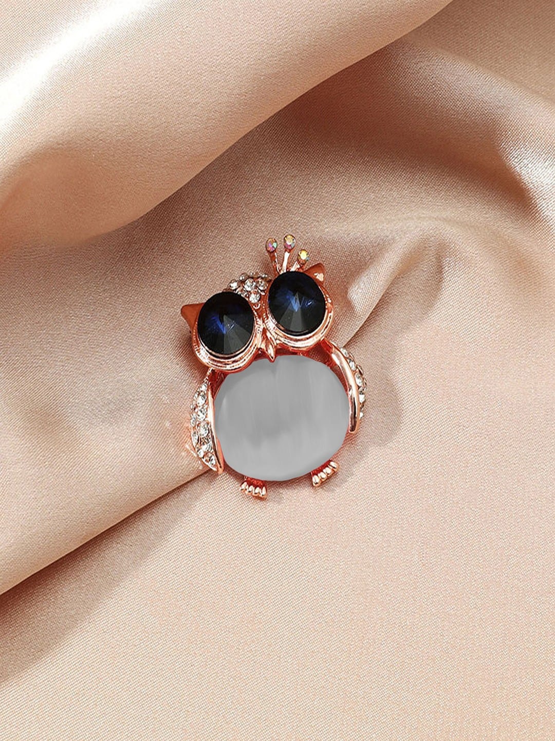 

UNIVERSITY TRENDZ Women Gold-Plated Crystal Studded Statement Owl Shaped Brooch
