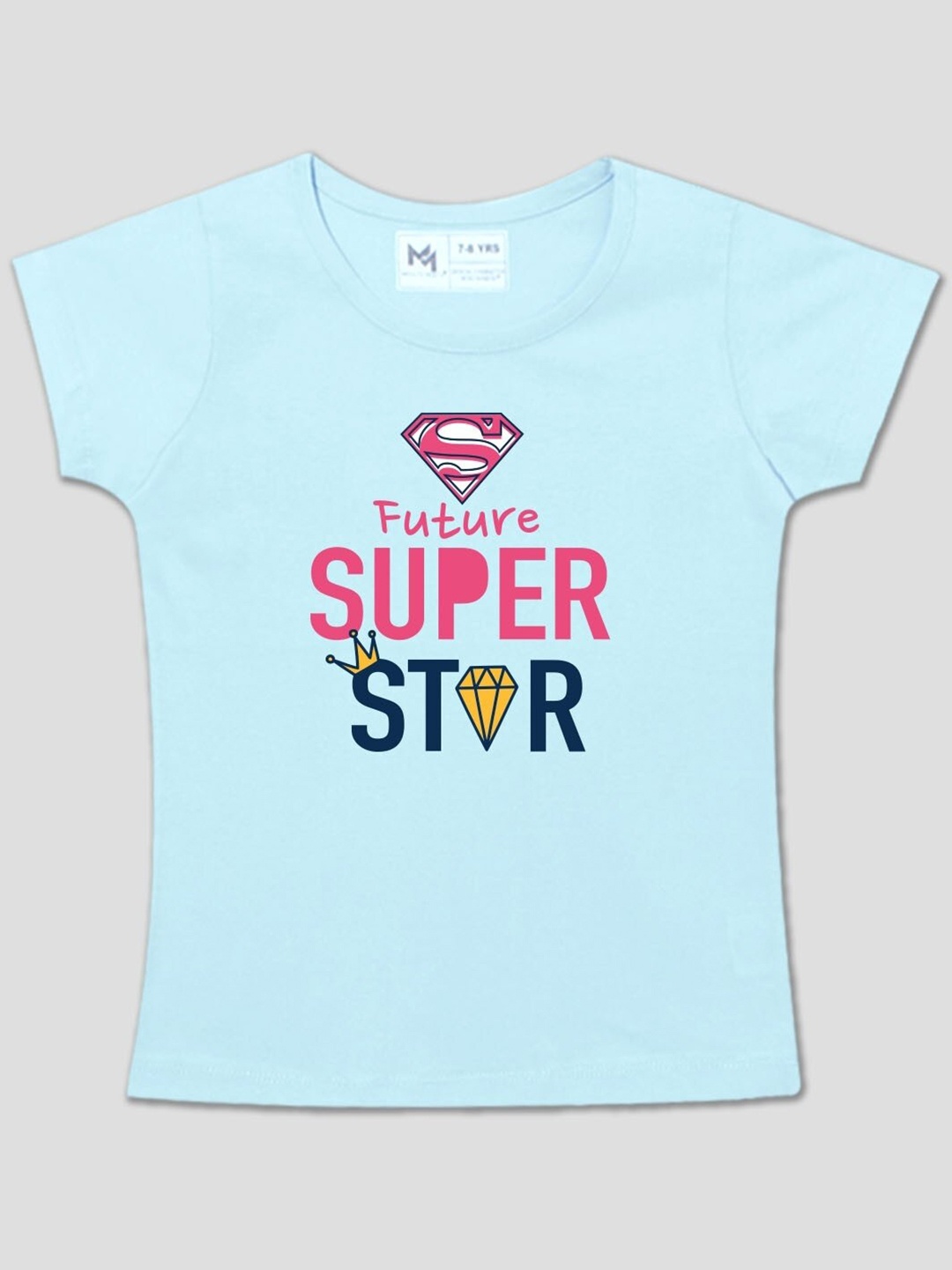 

Minute Mirth Girls Typography Printed Cotton T-Shirt, Blue
