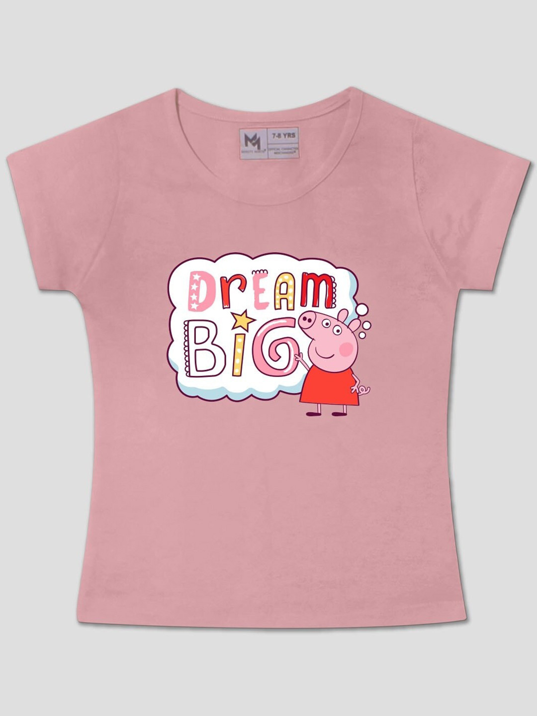 

Minute Mirth Girls Humour and Comic Peppa Pig Graphic Printed Cotton T-Shirt, Pink
