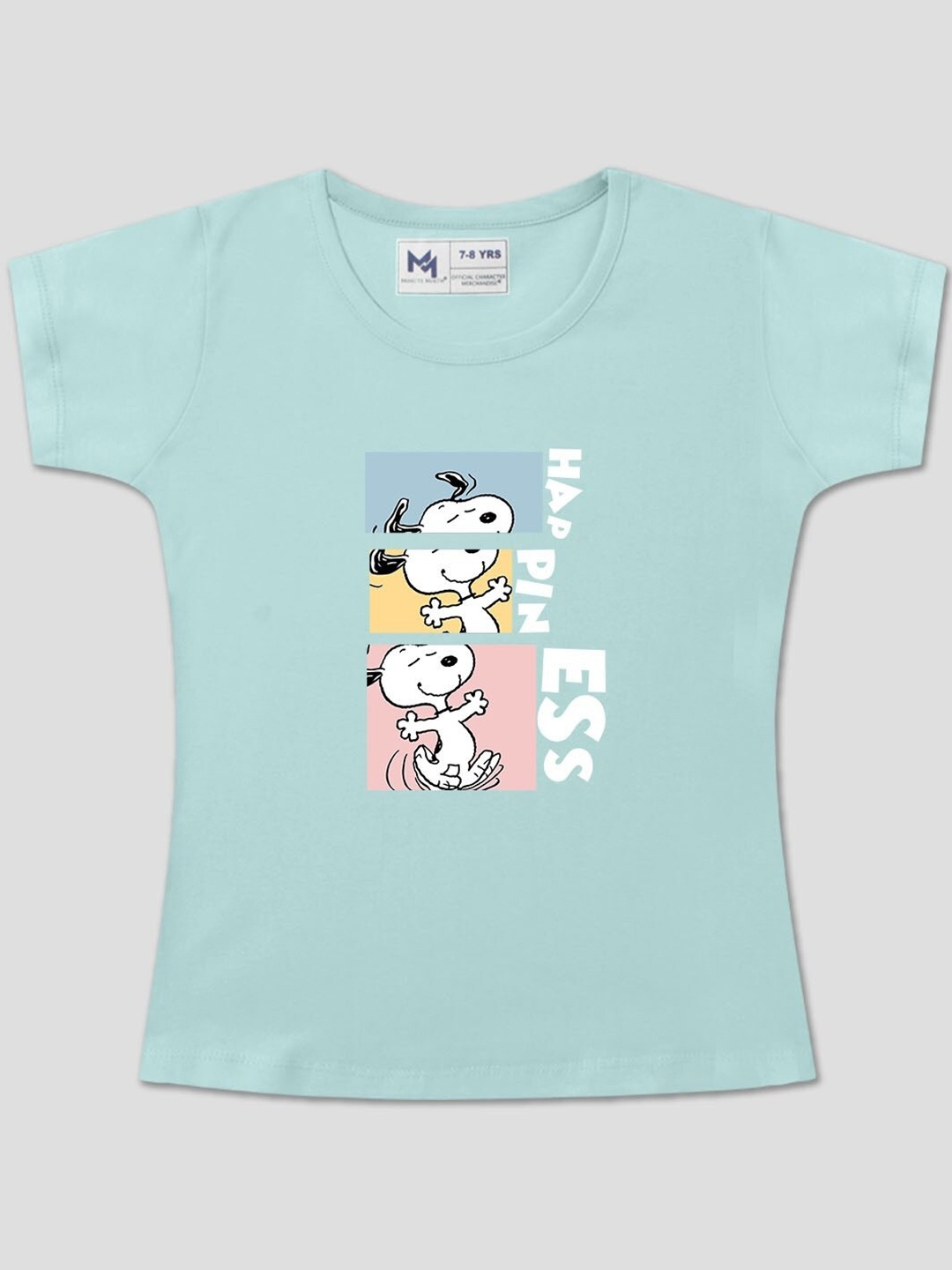 

Minute Mirth Girls Peanuts Printed Cotton T-Shirt, Green