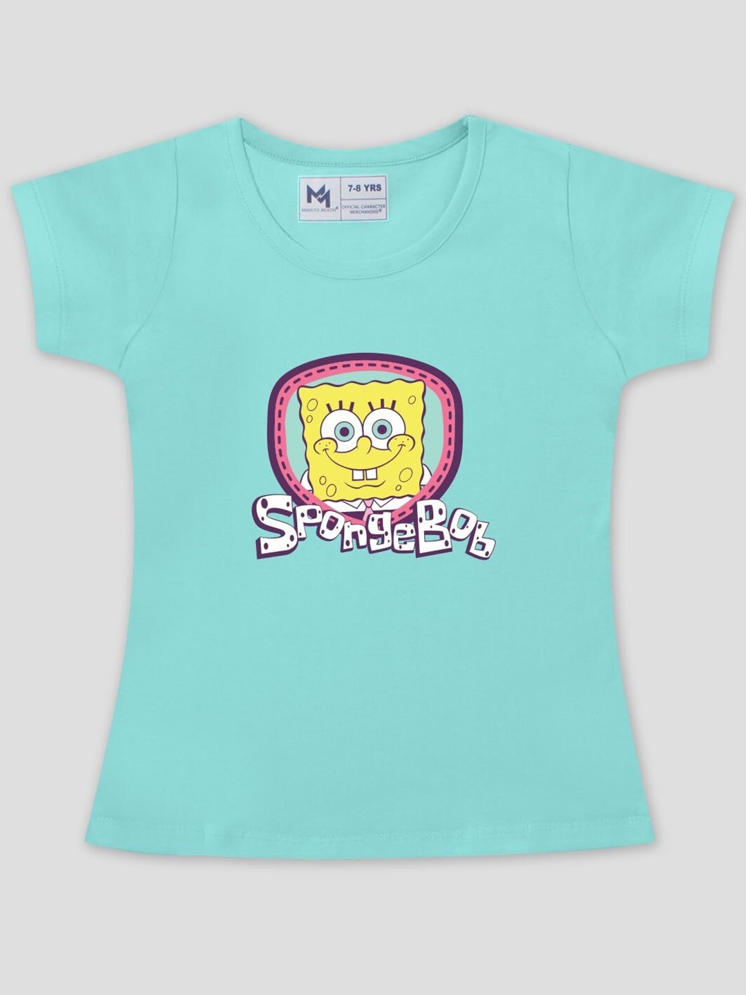

Minute Mirth Girls Sponge Bob Printed Cotton T-Shirt, Green