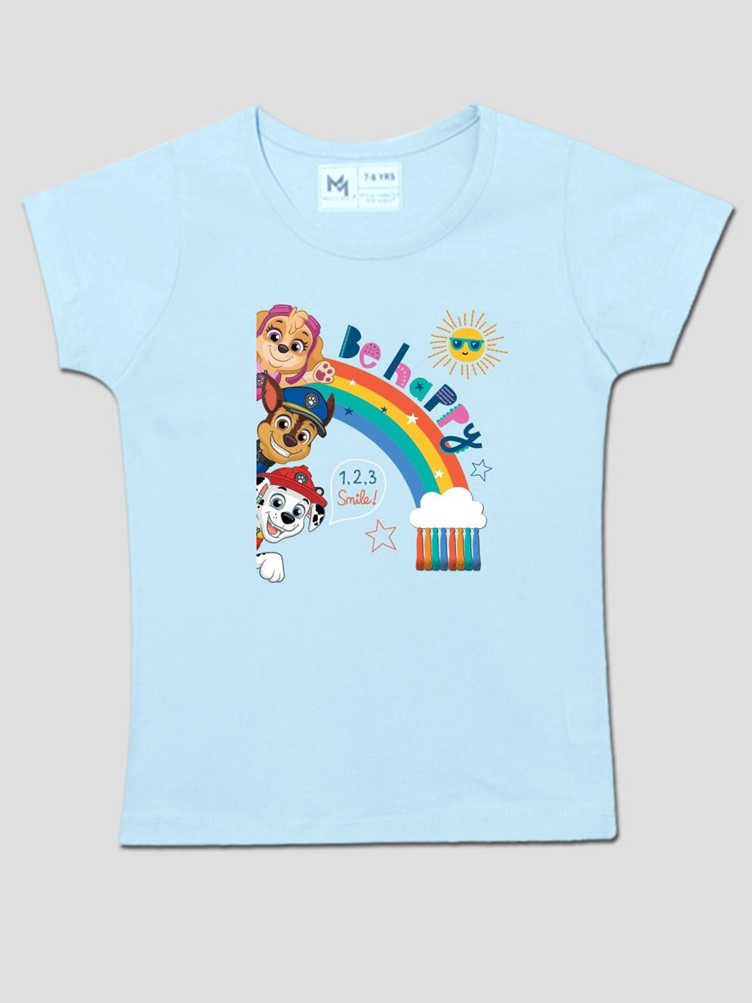 

Minute Mirth Girls Paw Patrol Printed Round Neck Cotton Regular Top, Blue