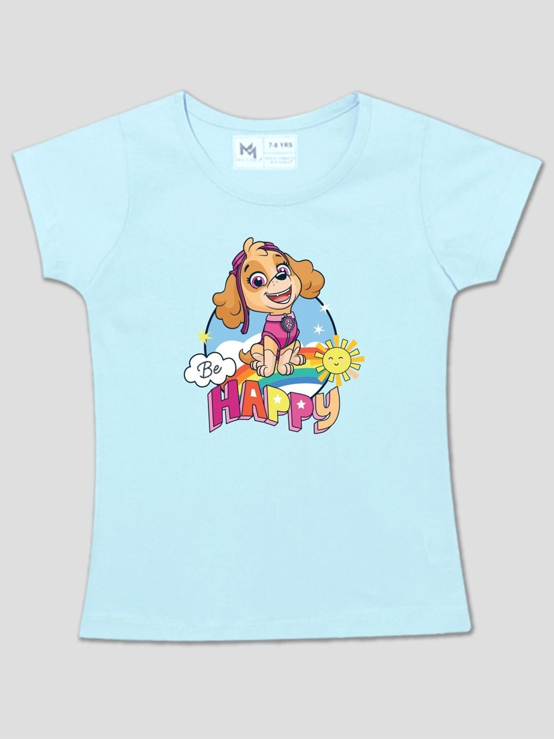 

Minute Mirth Girls Graphic Printed Round Neck Short Sleeves Cotton T-shirt, Blue