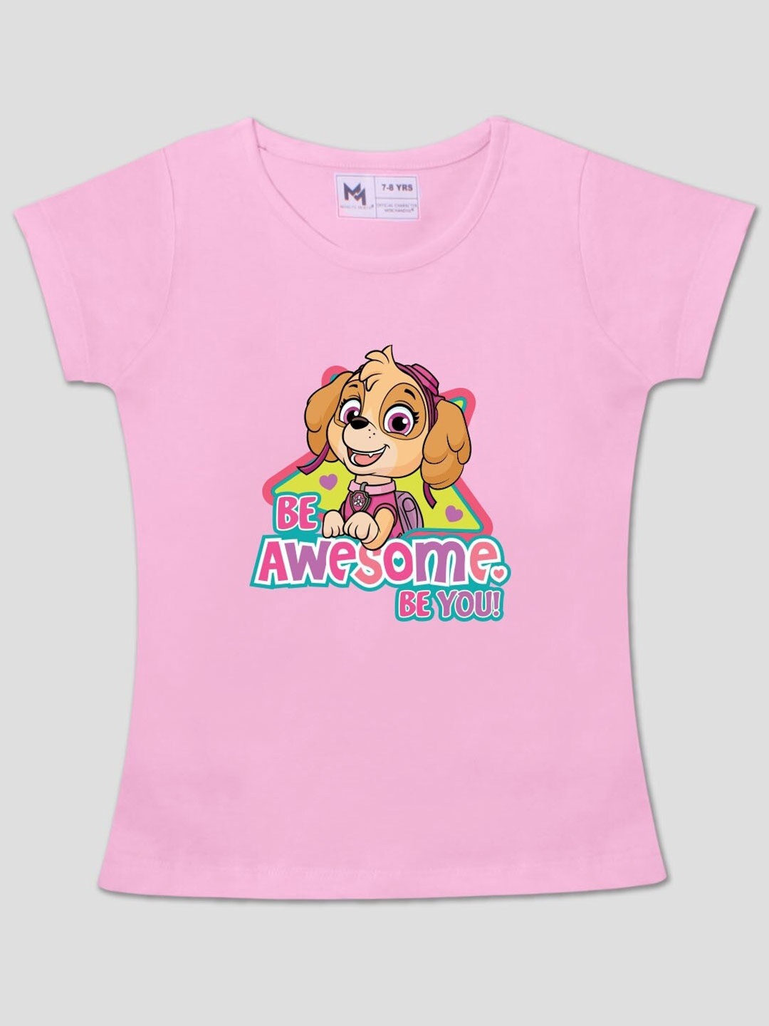 

Minute Mirth Paw Patrol Printed Cotton T-Shirt, Pink