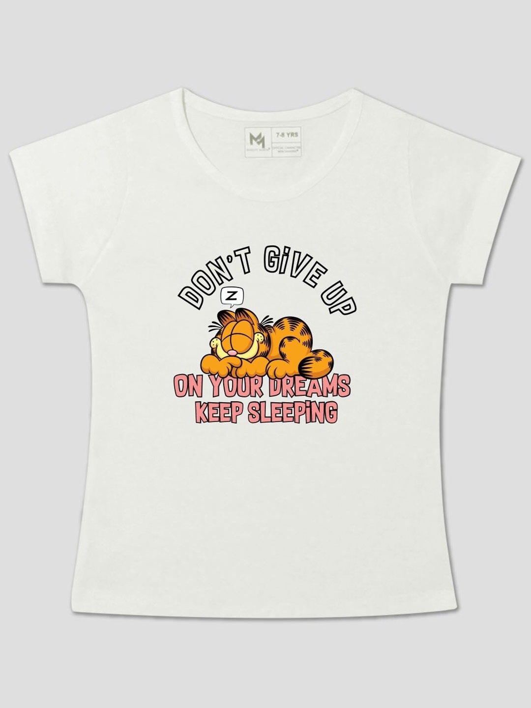 

Minute Mirth Girls Garfield Printed Cotton T-Shirt, White