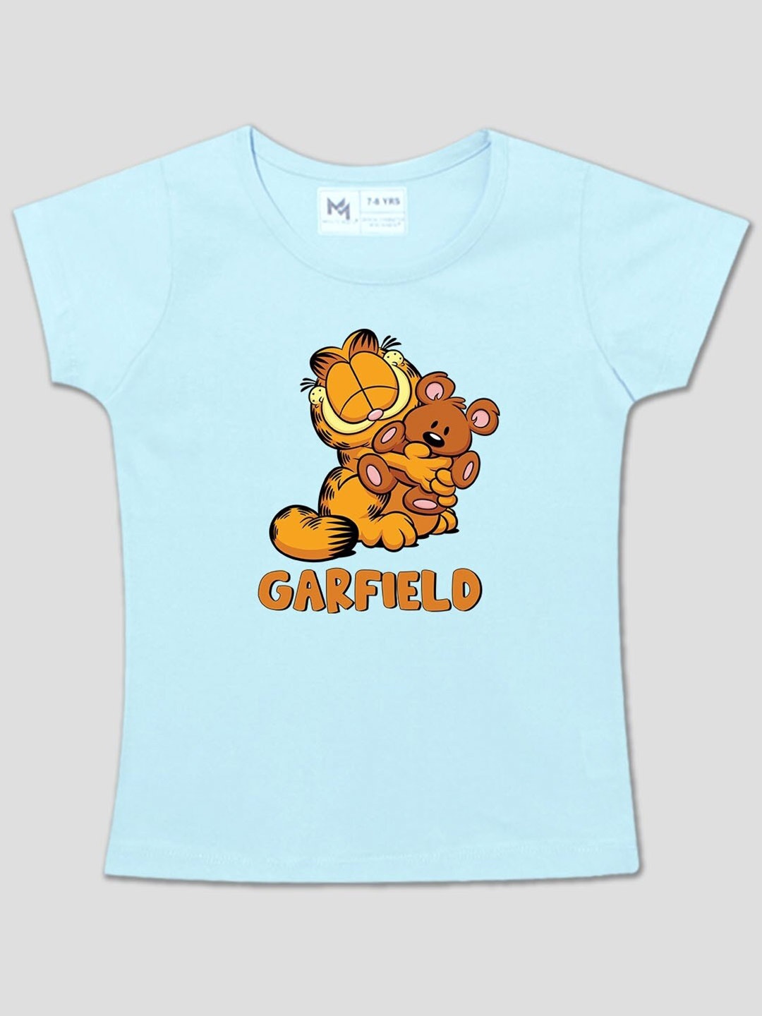 

Minute Mirth Infants Girls Garfield Printed Cotton T-shirt, Blue