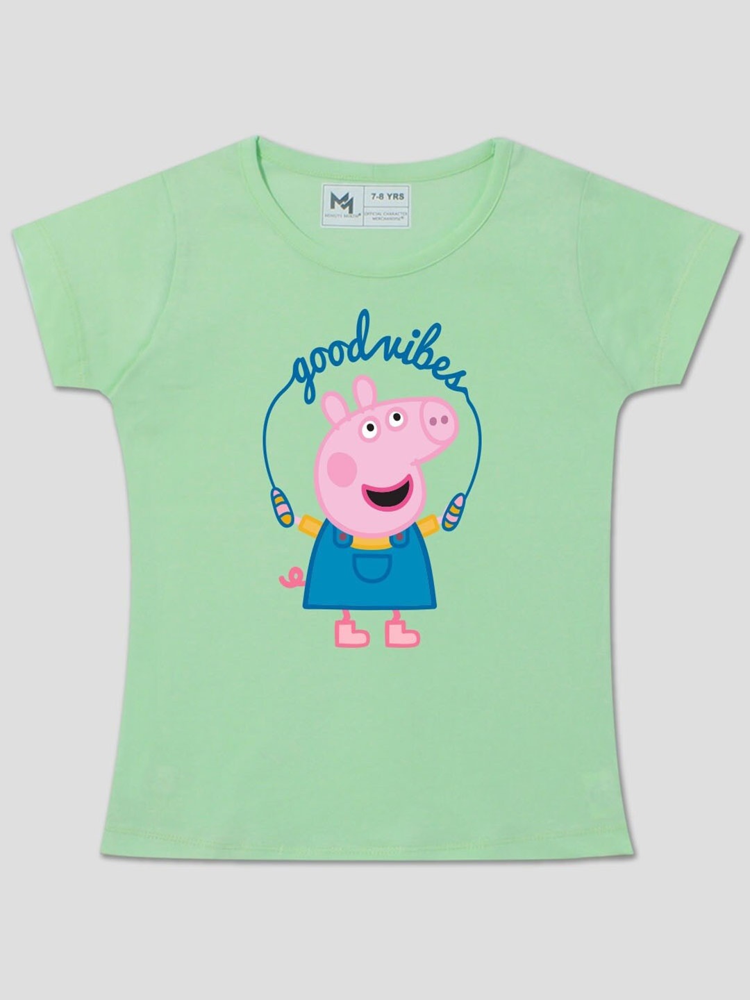 

Minute Mirth Girls Peppa Pig Graphic Printed Cotton T Shirt, Green