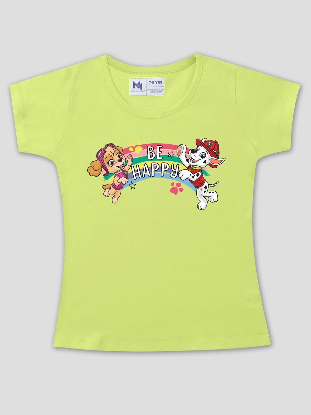 

Minute Mirth Girls Paw Patrol Printed Cotton T-Shirt, Green