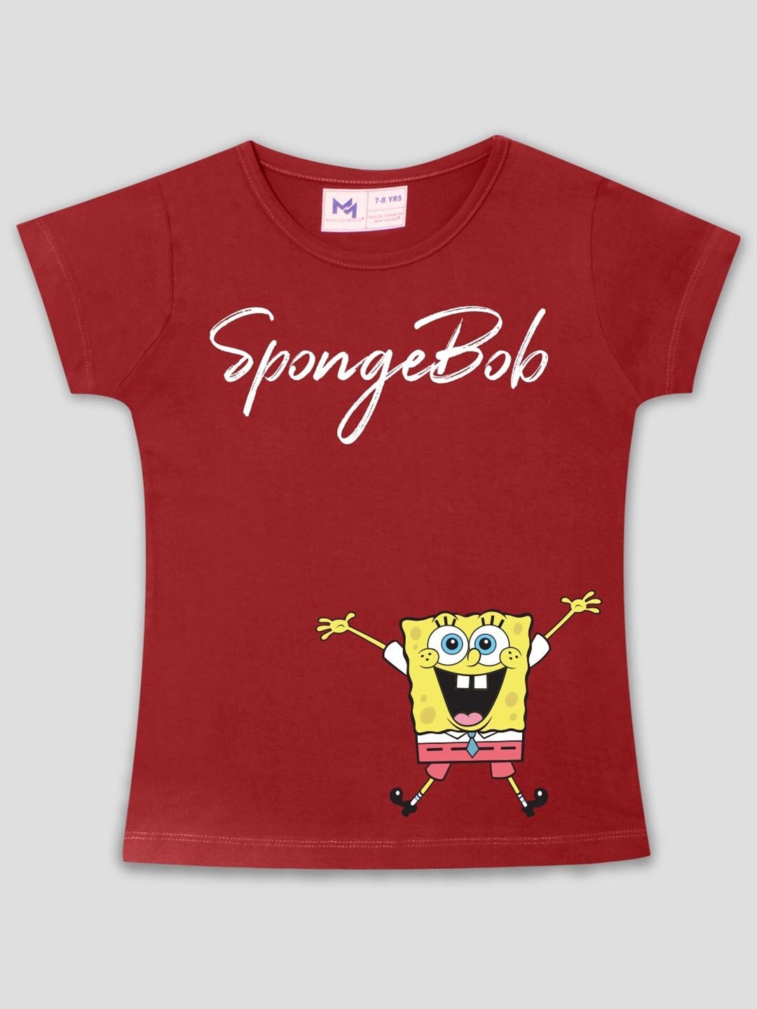 

Minute Mirth Sponge Bob Printed Cotton T-Shirt, Maroon