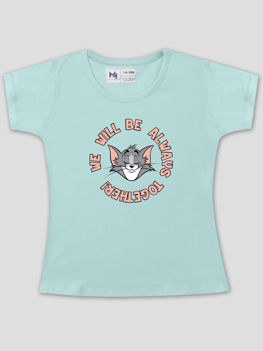 

Minute Mirth Girls Tom & Jerry Printed Round Neck Cotton Regular Tshirt, Green