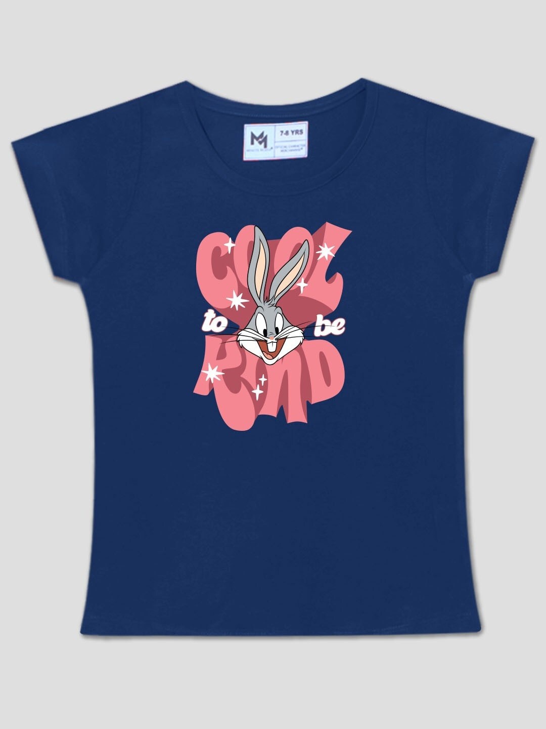 

Minute Mirth Girls Looney Tunes Printed Cotton T-Shirt, Navy blue
