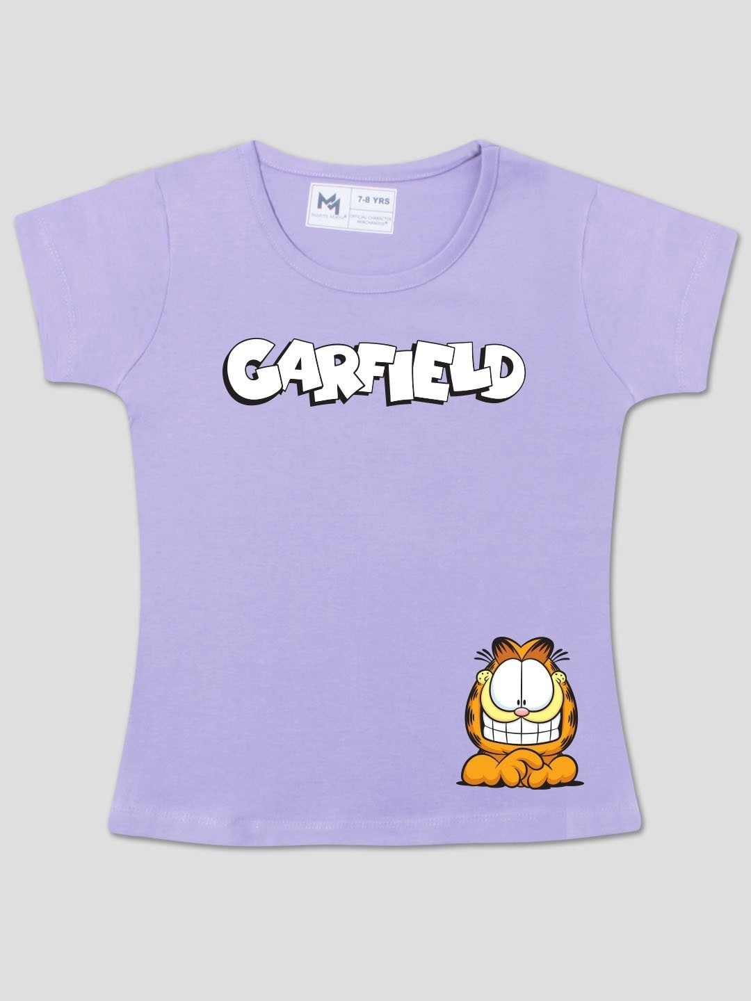 

Minute Mirth Girls Garfield Printed Cotton T-shirt, Mauve