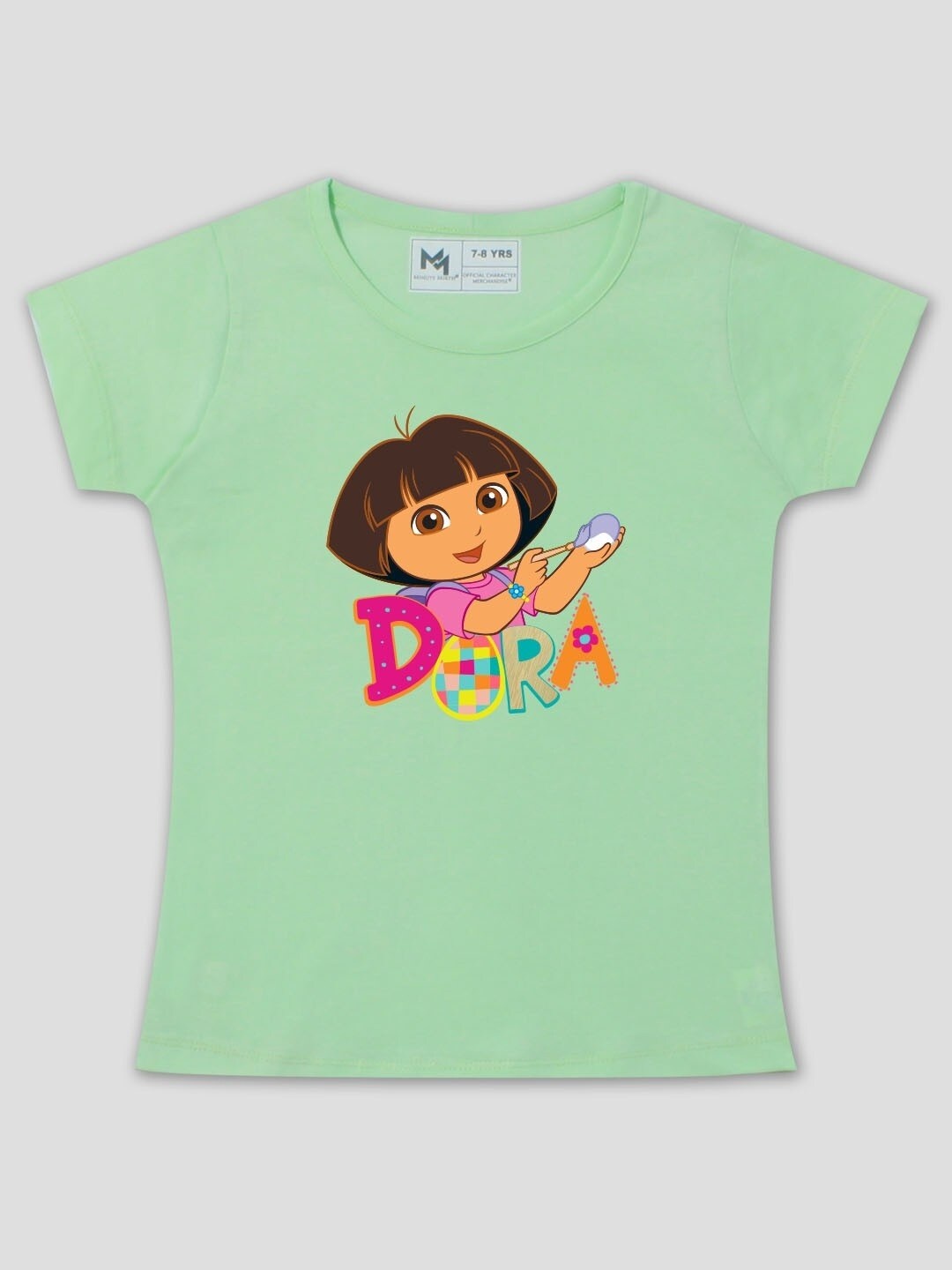 

Minute Mirth Girls Dora Printed Cotton T-shirt, Green