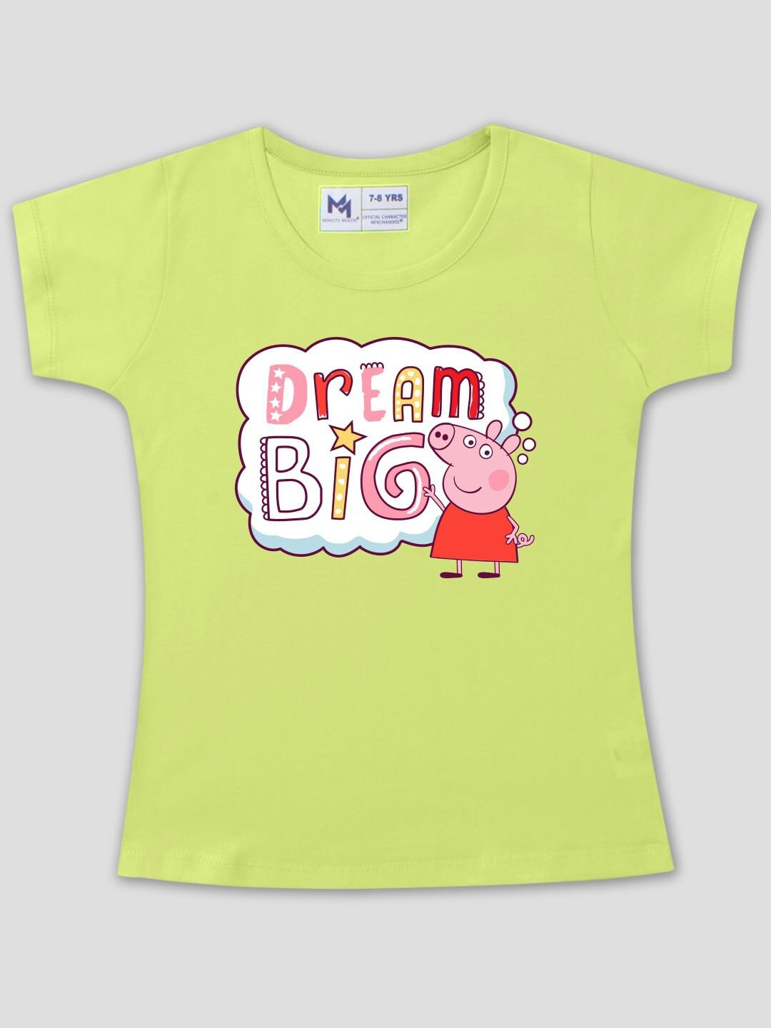 

Minute Mirth Girls Humour and Comic Peppa Pig Graphic Printed Cotton T-Shirt, Green