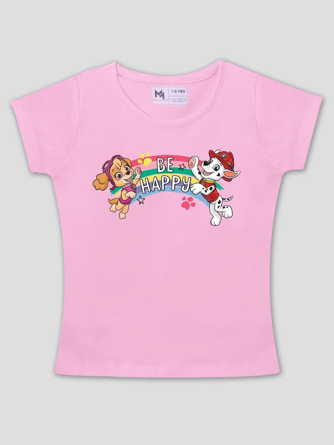 

Minute Mirth Girls Paw Patrol Printed Cotton T-shirts, Pink