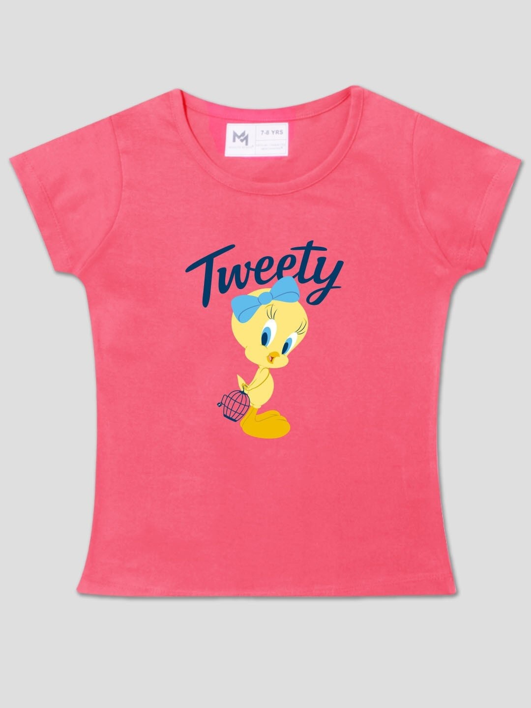 

Minute Mirth Girls Tweety Printed Cotton T-shirt, Red