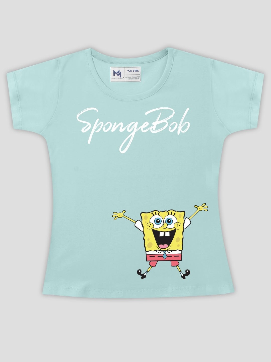 

Minute Mirth Girls Sponge Bob Printed Cotton T-shirt, Green