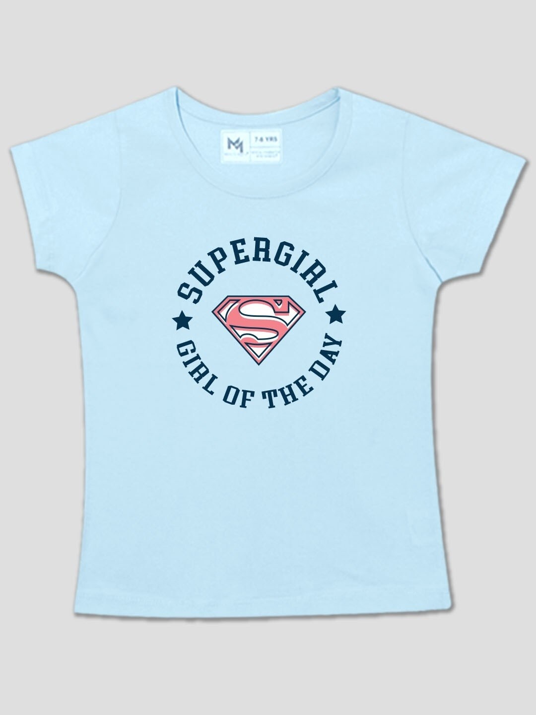 

Minute Mirth Infants Girls Supergirl Printed Cotton T-shirt, Blue