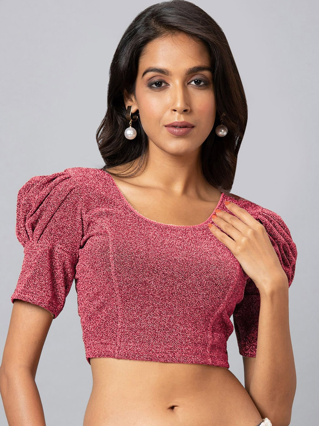 

Kasak Embellished Stretchable Saree Blouse, Pink