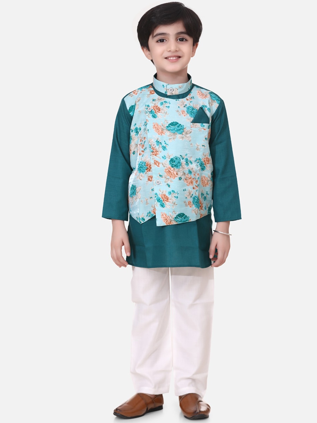 

BownBee Boys Straight Pure Cotton Kurta with Pyjamas, Green