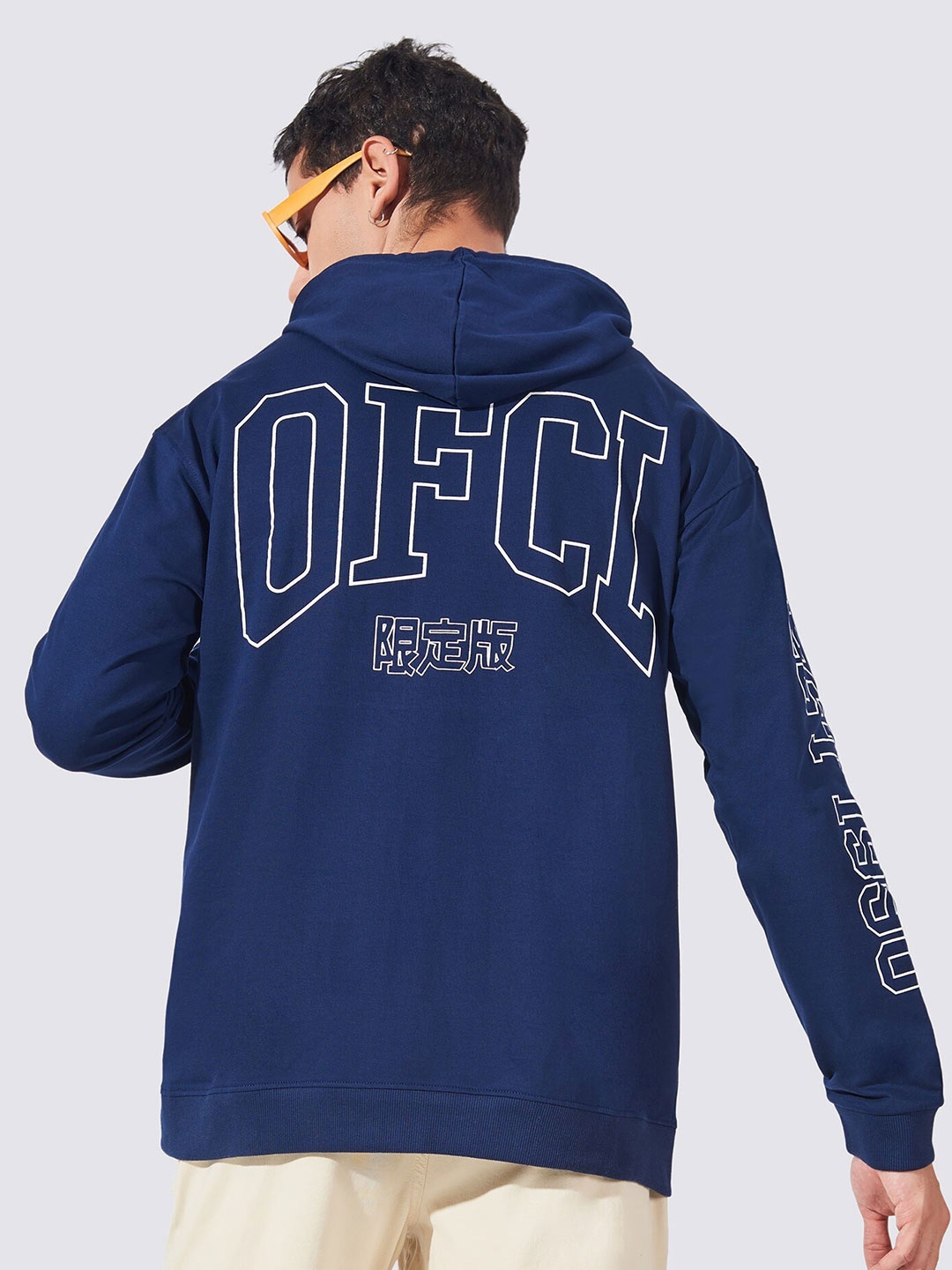 

Maniac Typography Printed Hooded Cotton Sweatshirt, Blue