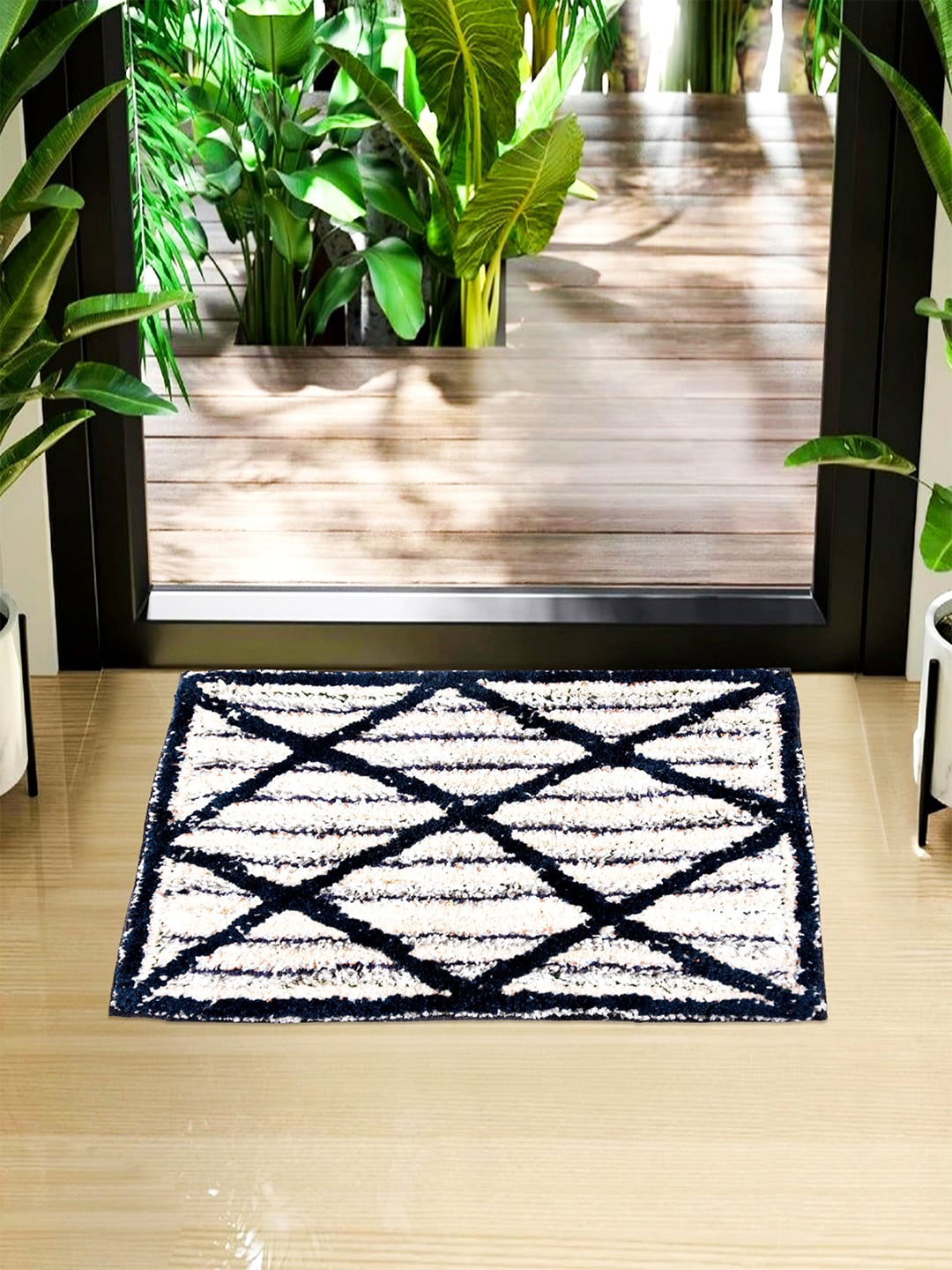 

Kuber Industries Navy Blue Set Of 3 Dust Trapper Anti-Skid Door Mat