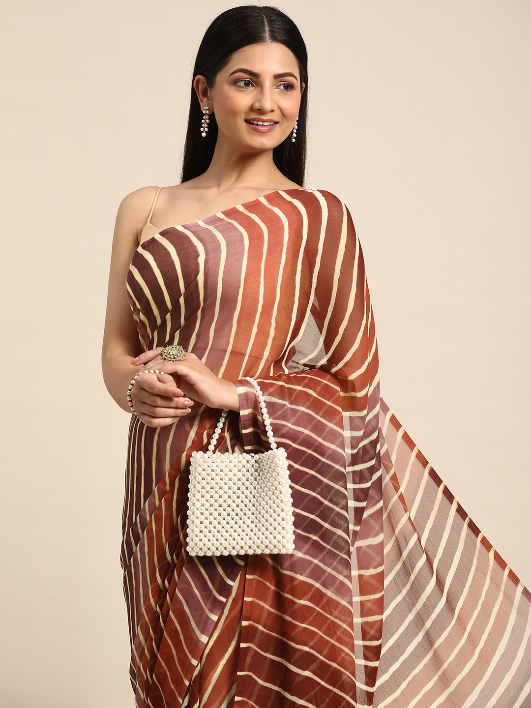 

Rani Saahiba Leheriya Saree, Brown