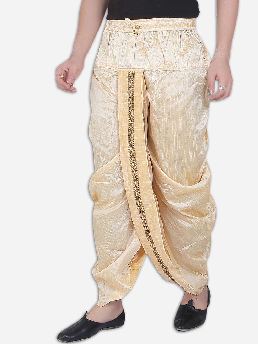 

Avaeta Men Lace Detail Dupion Silk Dhoti Pants, Cream