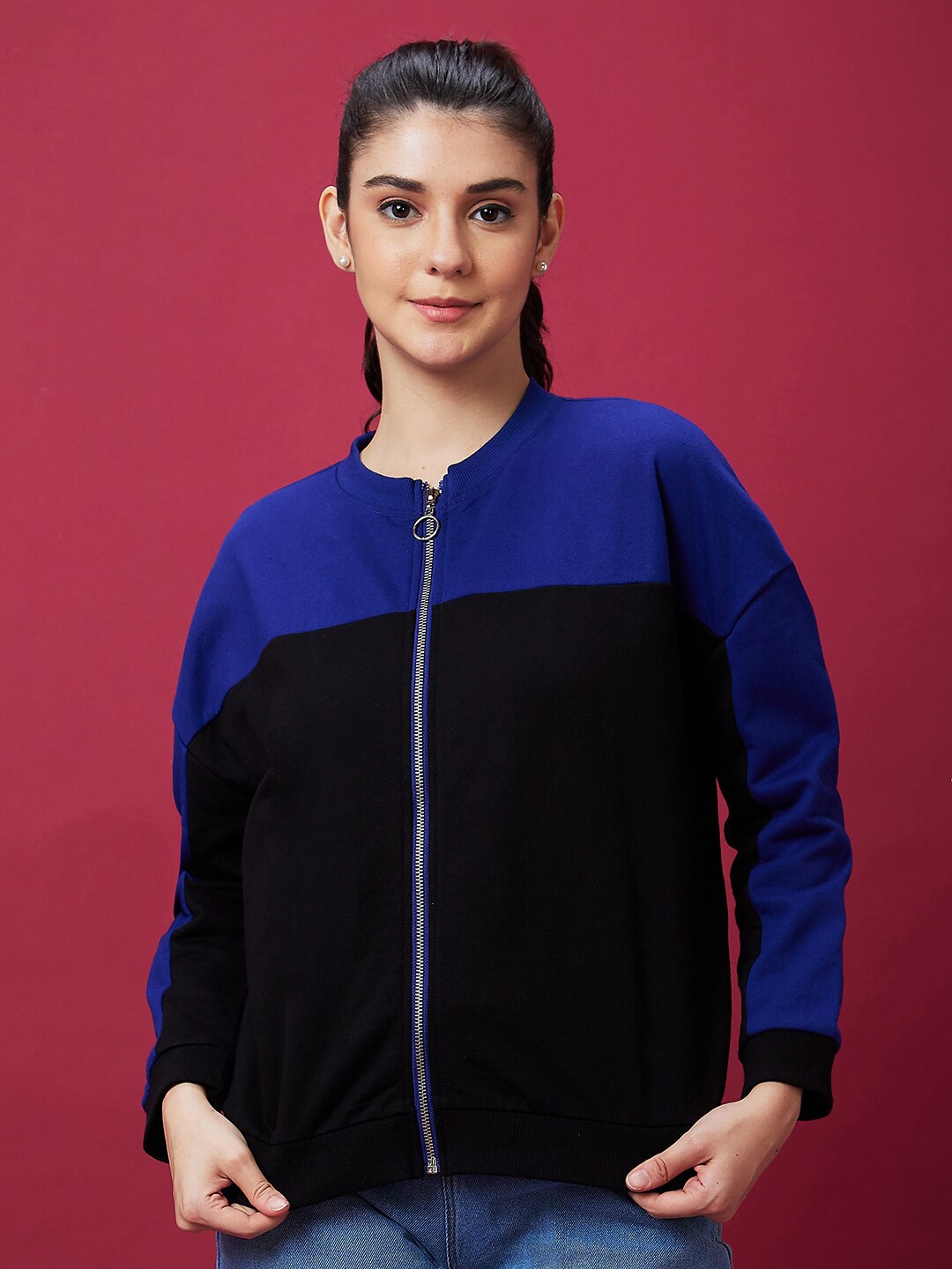 

Globus Blue Colourblocked Pure Cotton Sweatshirt