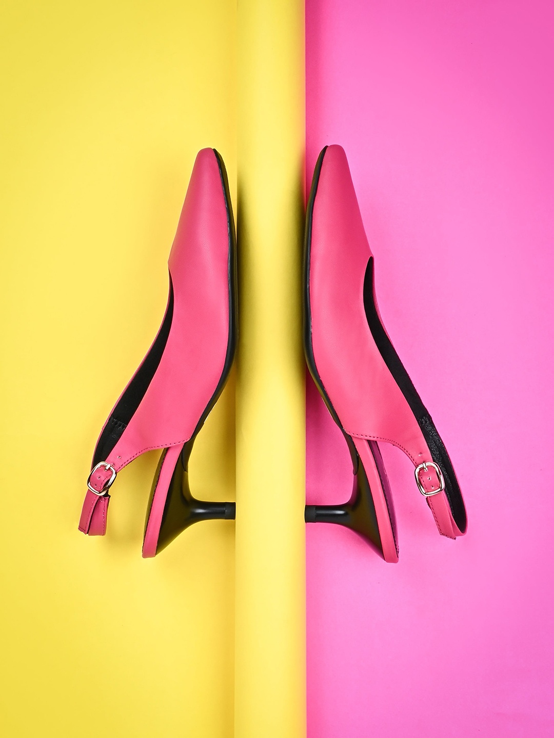 

Rocia Pointed Toe Kitten Pumps With Backstrap, Pink