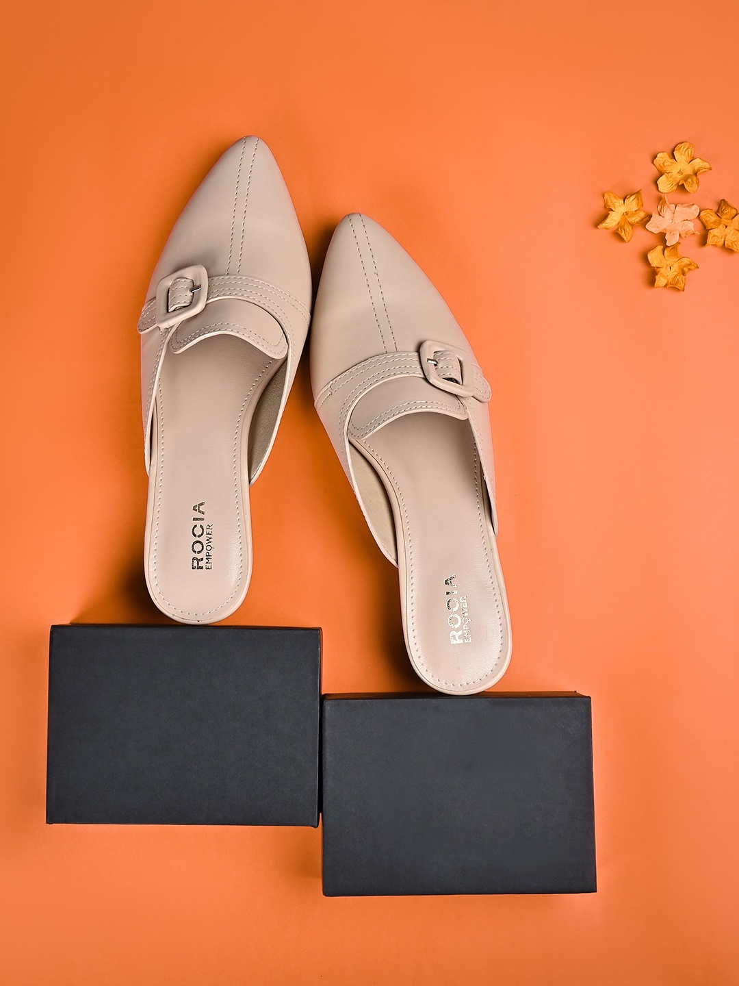 

Rocia Pointed Toe Mules, Cream