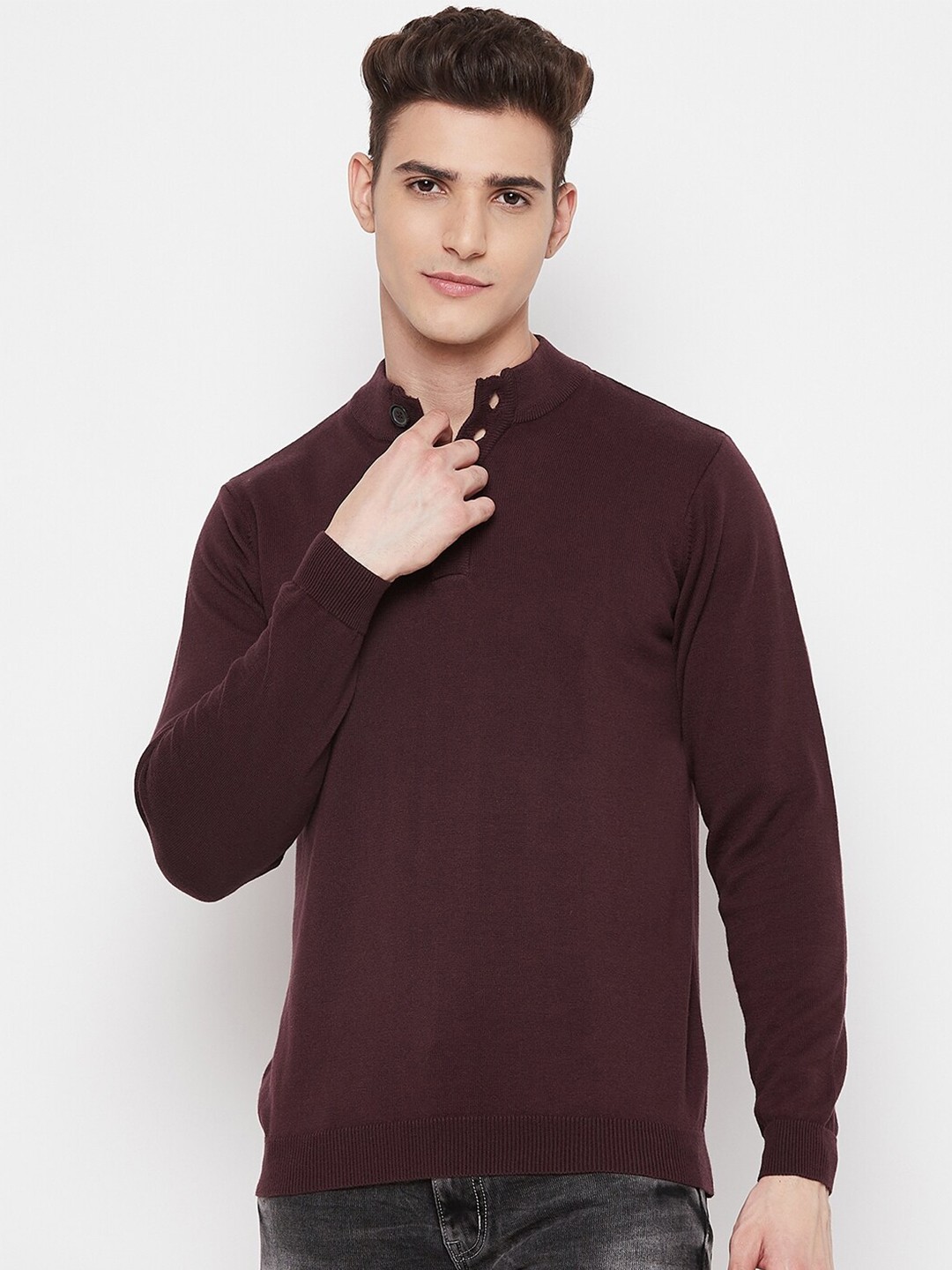 

GABBLE & WOLSH Mock Collar Pure Cotton Pullover, Purple