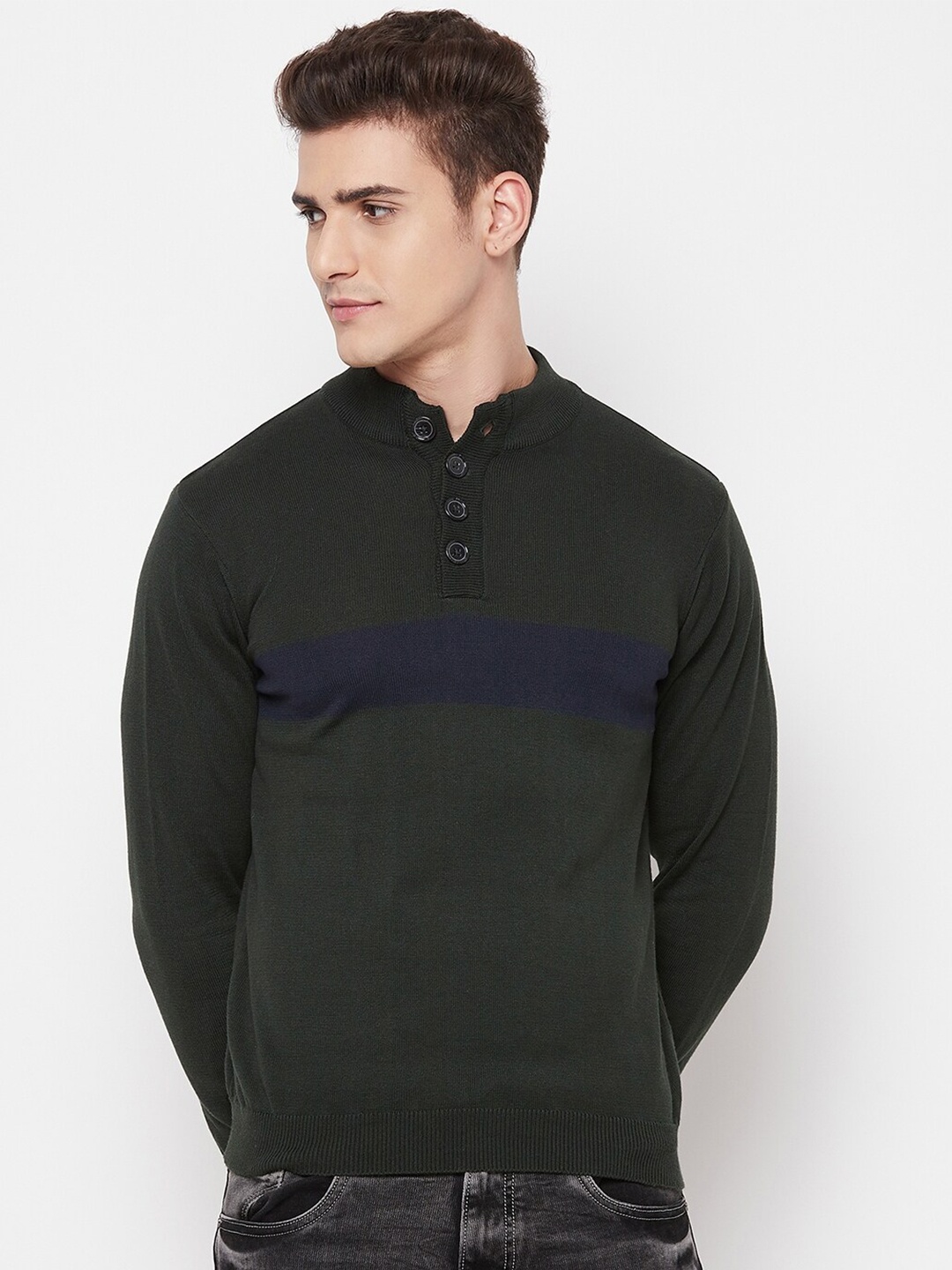 

GABBLE & WOLSH Striped Pure Cotton Pullover, Green