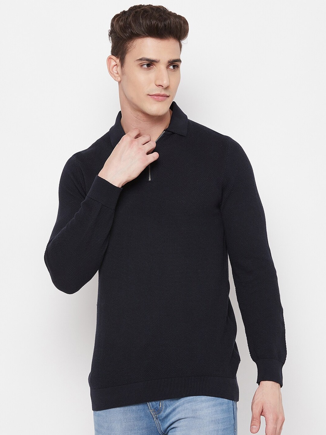 

GABBLE & WOLSH Spread Collar Pure Cotton Pullover, Blue