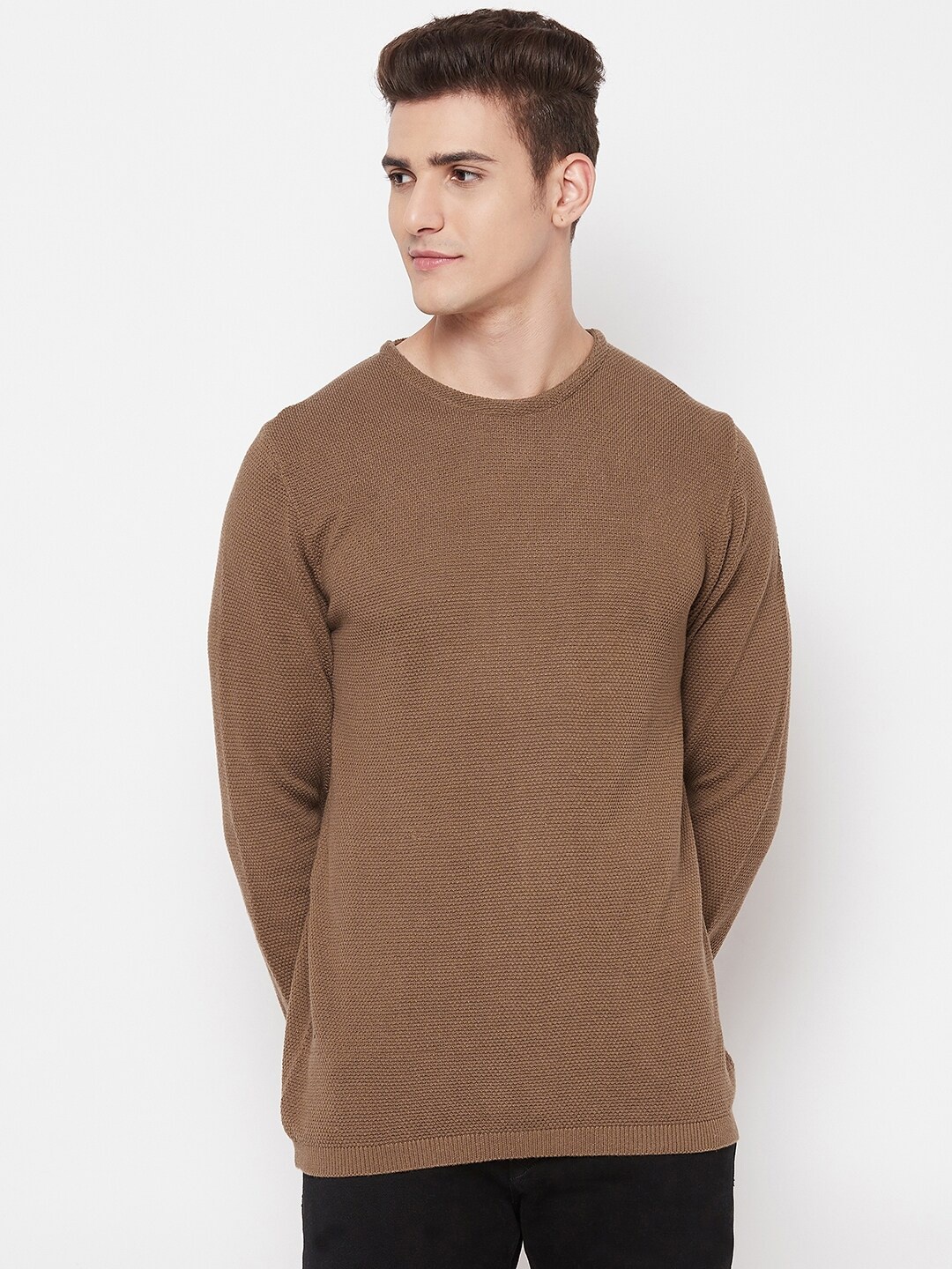 

GABBLE & WOLSH Round Neck Pure Cotton Pullover, Brown