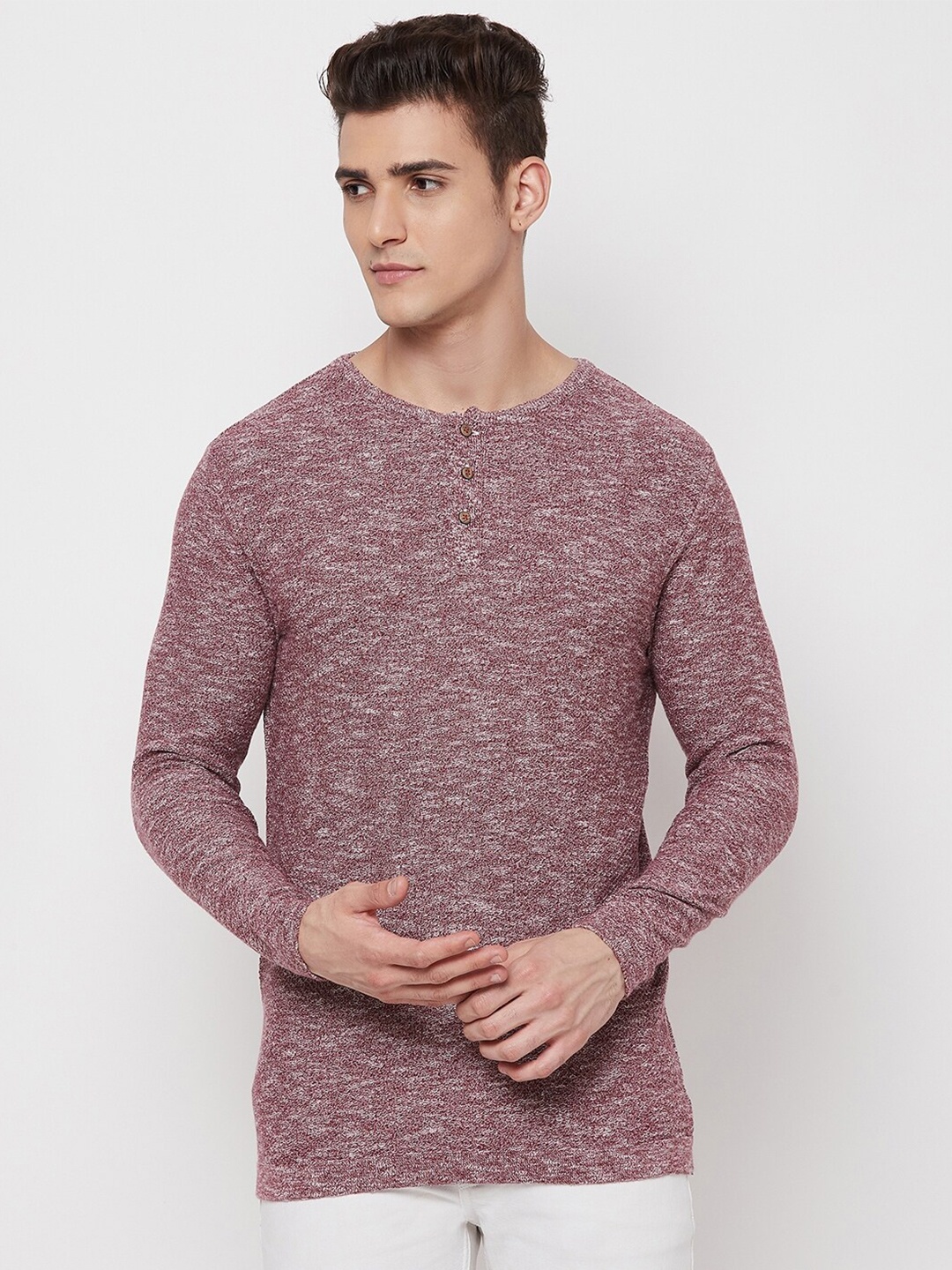 

GABBLE & WOLSH Abstract Self Design Pure Cotton Pullover, Maroon