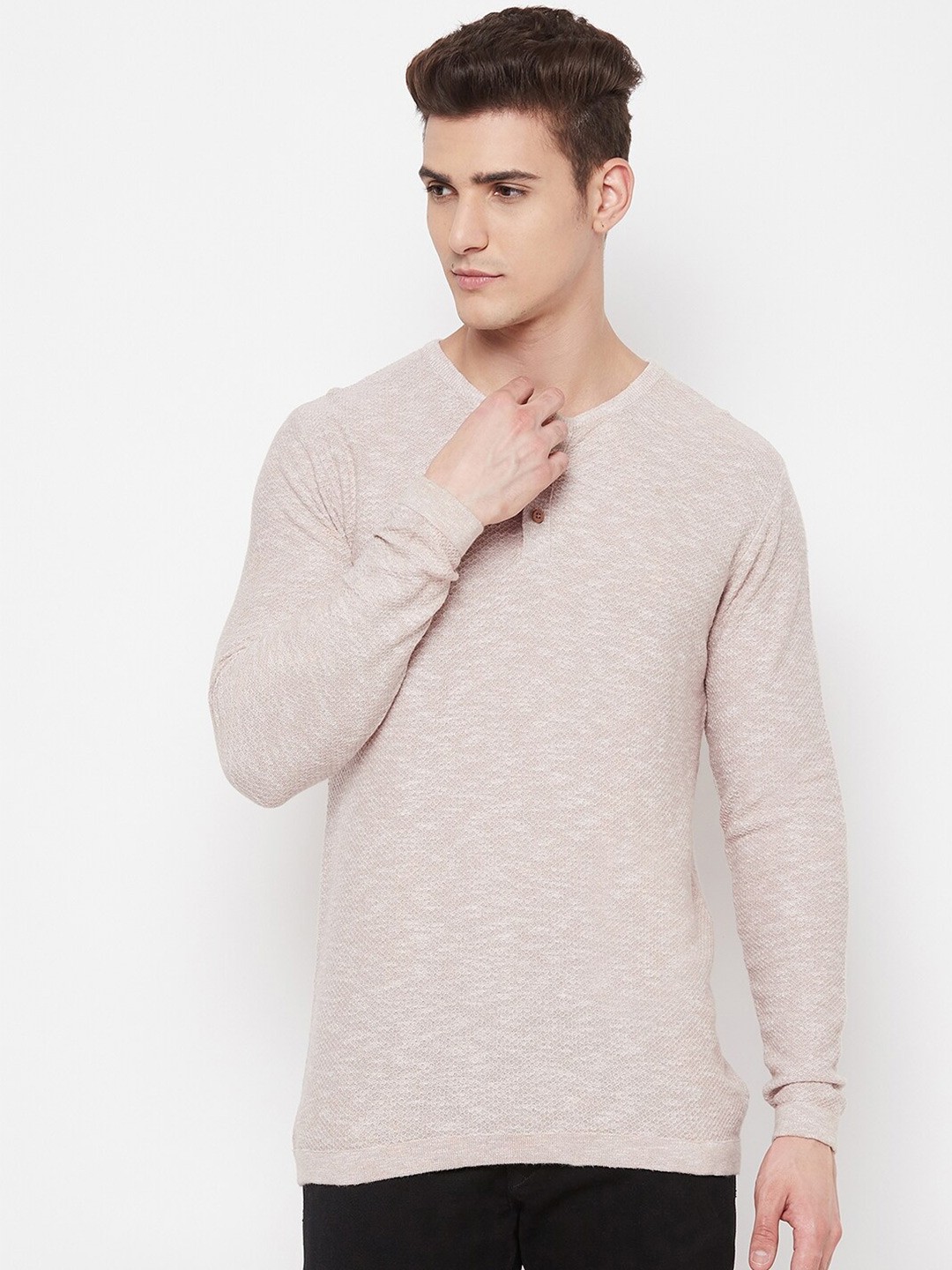 

GABBLE & WOLSH Henley Neck Pullover, Beige