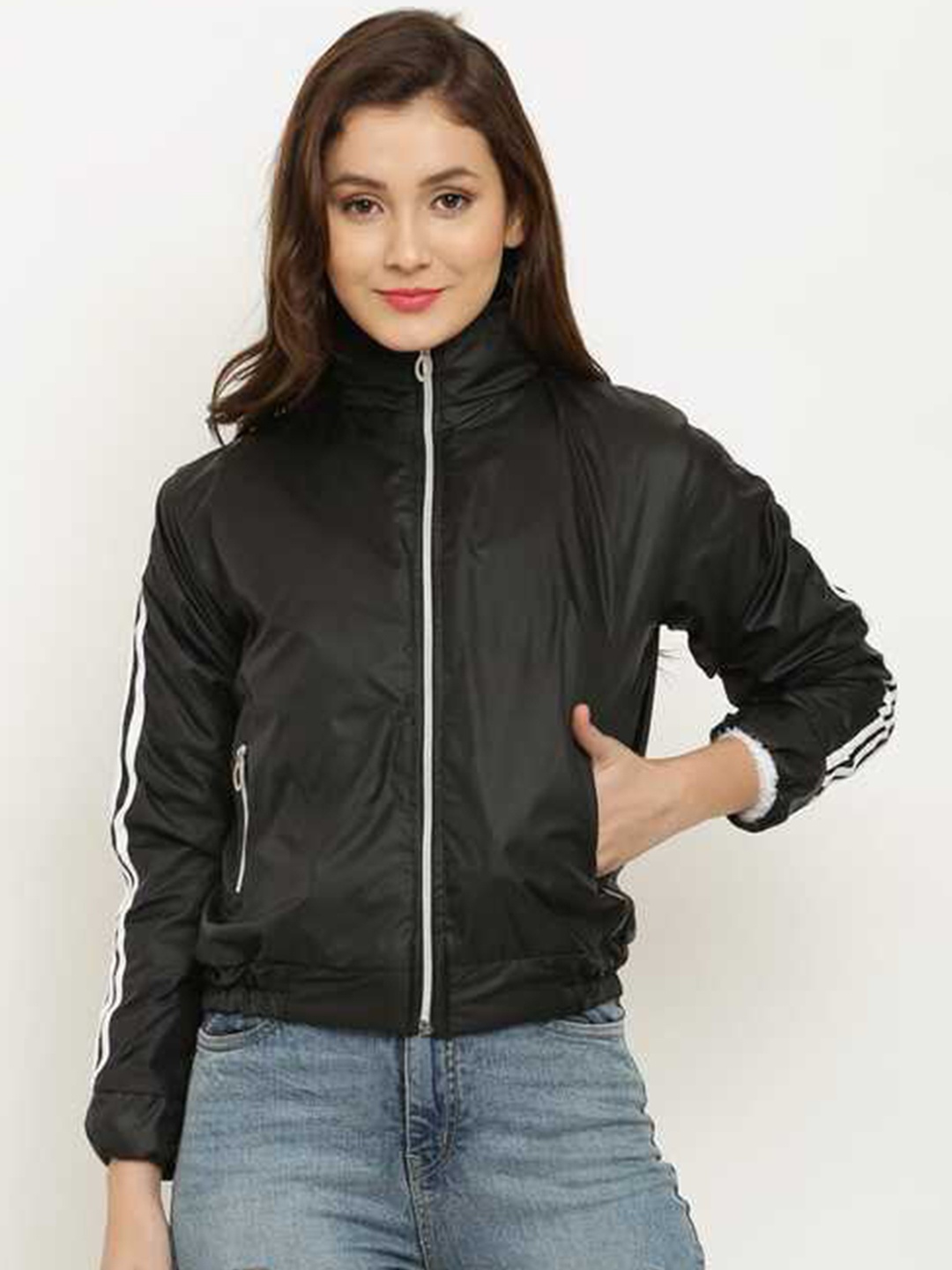 

Miaz Lifestyle Mock Collar Sporty Jacket, Black