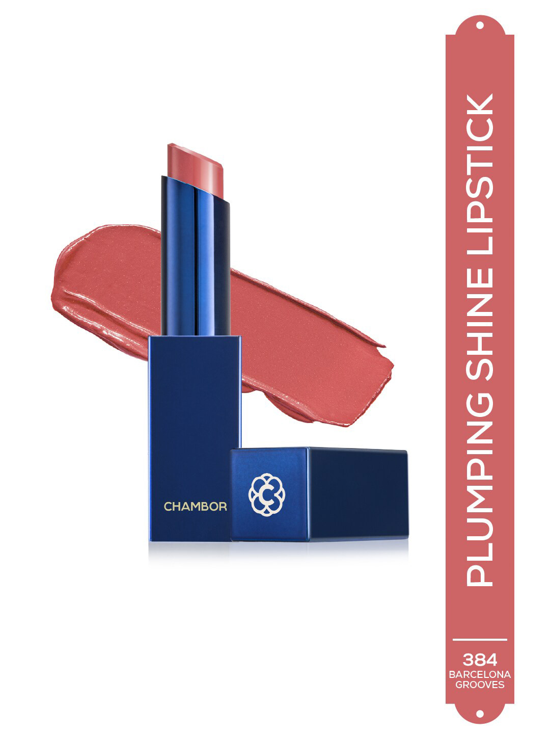 

Chambor Tres Shine Plump Long-Lasting Lipstick with Shea Butter - Barcelona Grooves 384, Pink