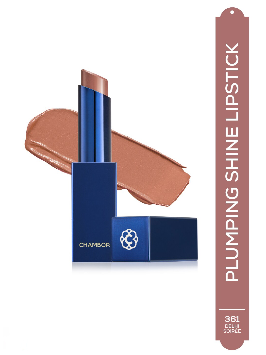 

Chambor Tres Shine Plump Long-Lasting Lipstick with Shea Butter - Delhi Soire 361, Nude