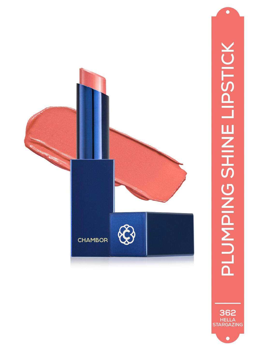 

Chambor Tres Shine Plump Long-Lasting Lipstick with Shea Butter - Hella Stargazing 362, Coral