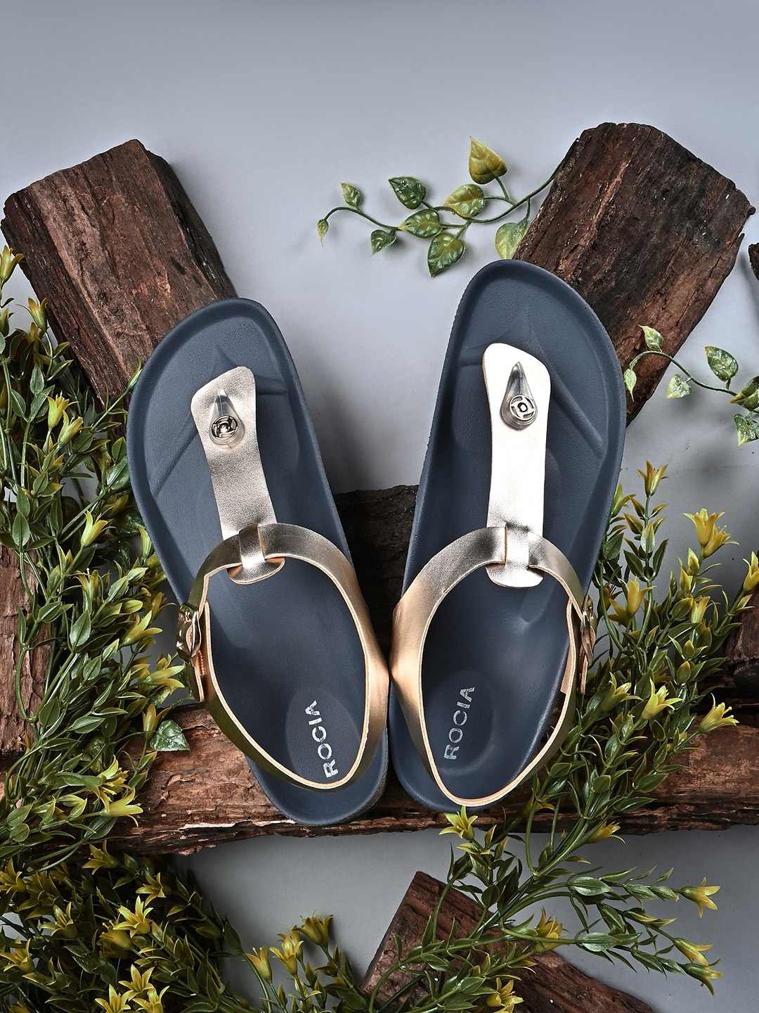 

Rocia T-Strap Flats With Backstrap, Rose gold