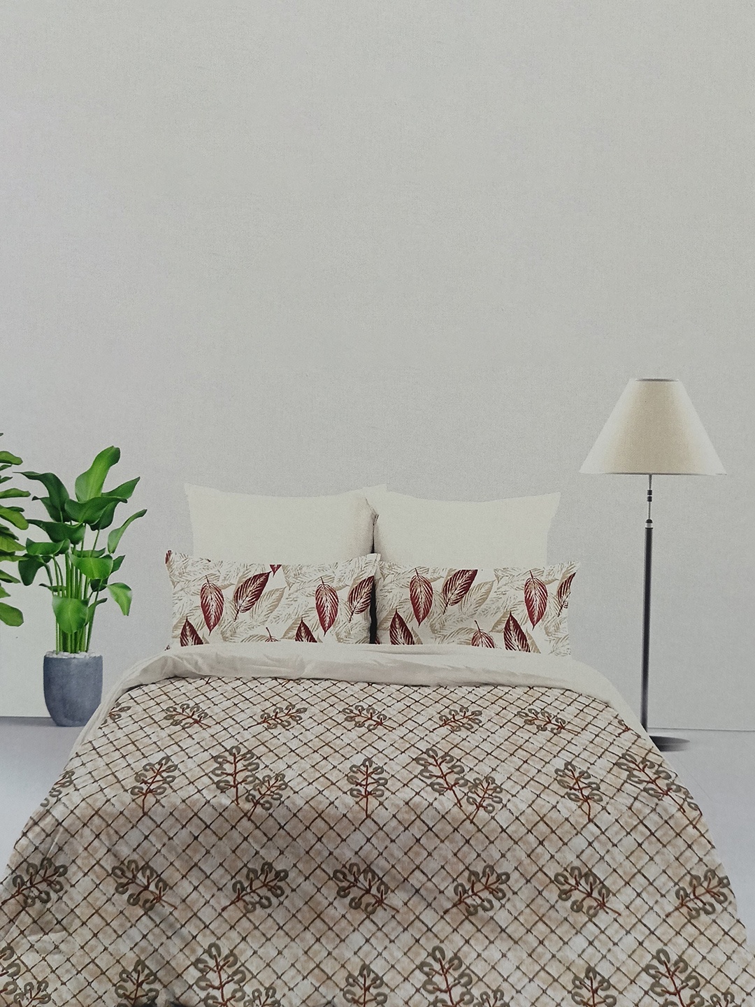 

Signature Grey & Brown Floral Cotton 160 TC Queen Bedsheet With 2 Pillow Covers