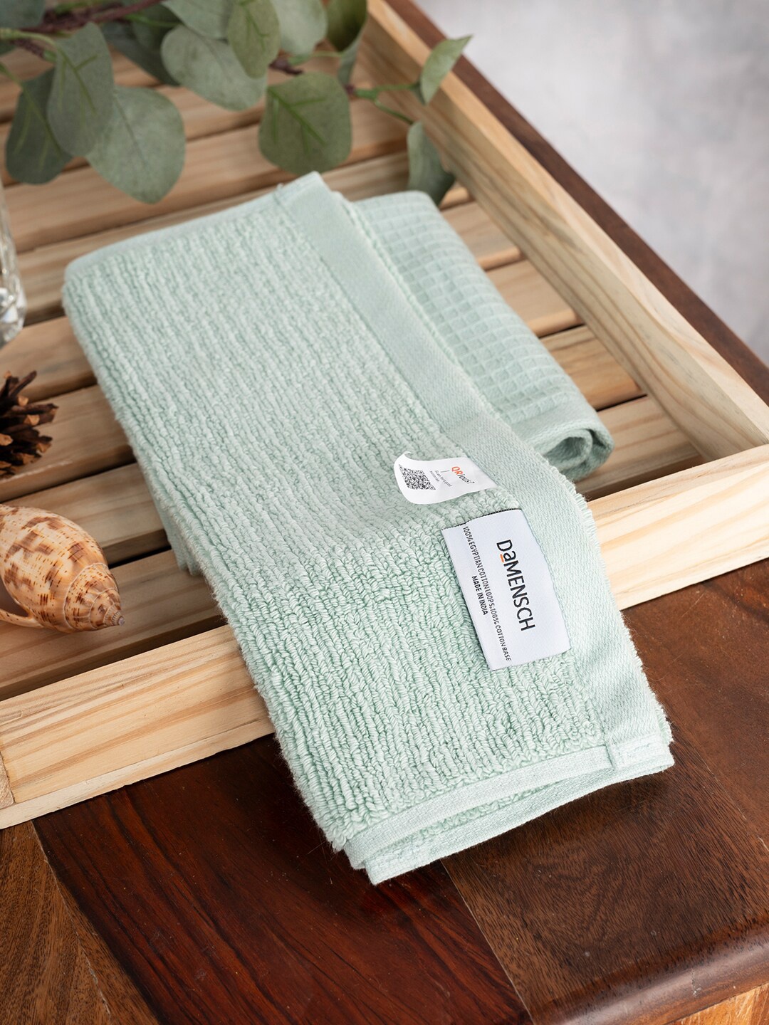 

DAMENSCH Sea Green 2Pc Waffle Plush Egyptian Cotton 600GSM & Terry Texture Face Towels