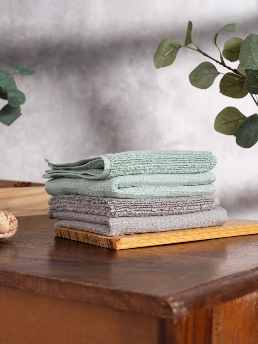 

DAMENSCH Set Of 4 600GSM Waffle Egyptian Cotton Towel Set, Sea green