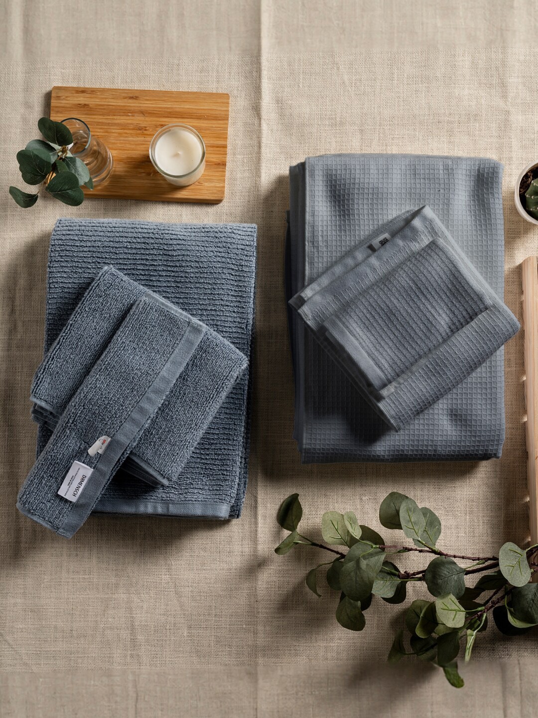 

DAMENSCH Blue Set Of 6 600GSM Waffle Egyptian Cotton and Terry Texture Towel Set